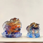 Buddha Stones Feng Shui Frog Coins Handmade Liuli Crystal Art Piece Wealth Home Office Decoration - image 13