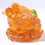 Buddha Stones Feng Shui Frog Coins Handmade Liuli Crystal Art Piece Wealth Home Office Decoration - image 16