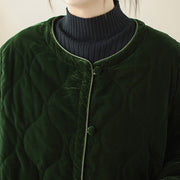 Buddha Stones Diamond Pattern Short Style Women's Long Sleeve Thickened Jacket With Pockets - image 10