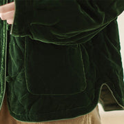 Buddha Stones Diamond Pattern Short Style Women's Long Sleeve Thickened Jacket With Pockets - image 11