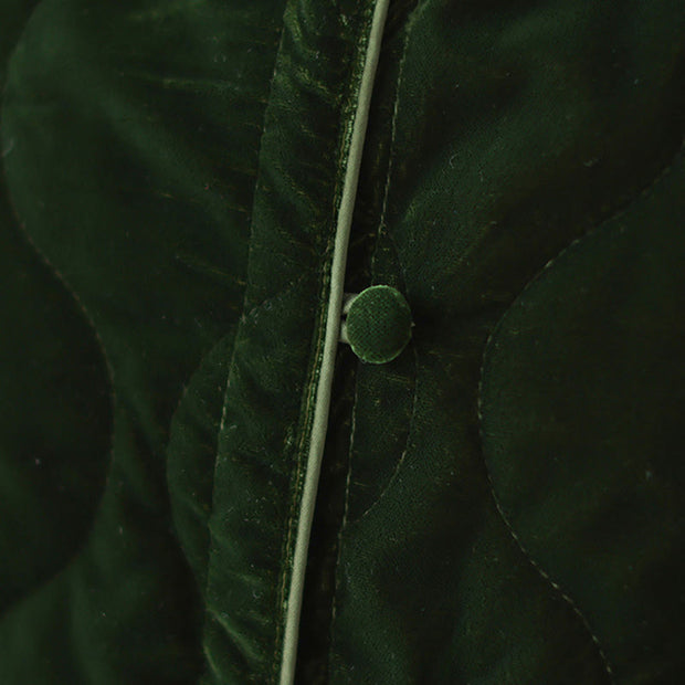 Buddha Stones Diamond Pattern Short Style Women's Long Sleeve Thickened Jacket With Pockets - image 12