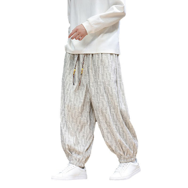 Buddha Stones Fall Jacquard Plaid Pattern Cotton Corduroy Men's Harem Pants With Pockets - image 22