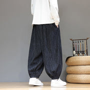Buddha Stones Fall Jacquard Plaid Pattern Cotton Corduroy Men's Harem Pants With Pockets - image 7