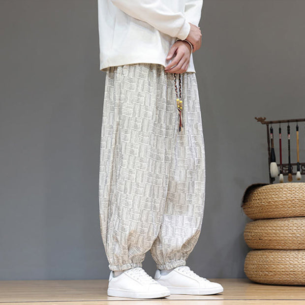 Buddha Stones Fall Jacquard Plaid Pattern Cotton Corduroy Men's Harem Pants With Pockets - image 17