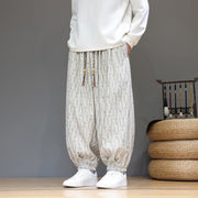 Buddha Stones Fall Jacquard Plaid Pattern Cotton Corduroy Men's Harem Pants With Pockets - WhiteSmoke - US/UK/AU46，EU56 (5XL) - image 11