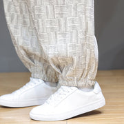 Buddha Stones Fall Jacquard Plaid Pattern Cotton Corduroy Men's Harem Pants With Pockets - image 21