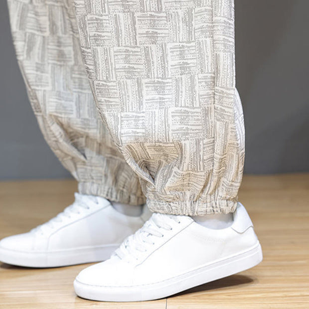 Buddha Stones Fall Jacquard Plaid Pattern Cotton Corduroy Men's Harem Pants With Pockets - image 21