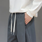 Buddha Stones Fall Solid Color Straight Leg Design Men's Harem Pants With Pockets - image 10