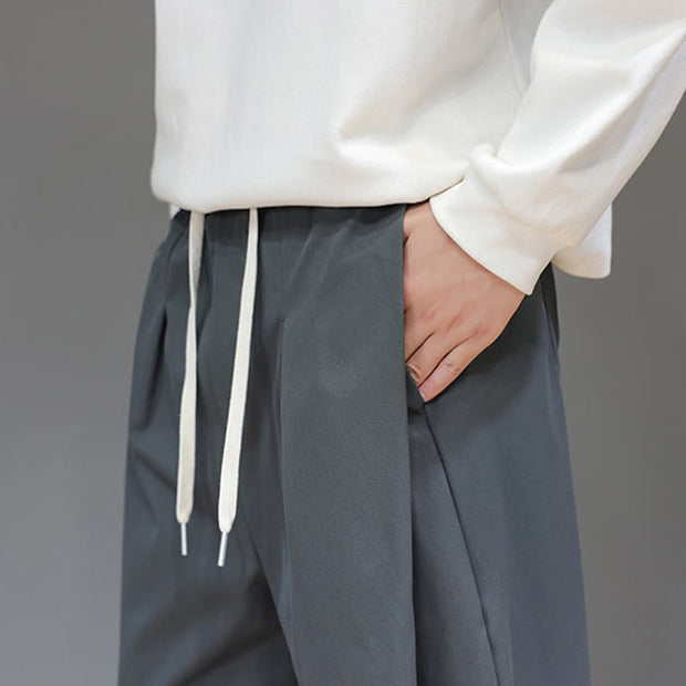 Buddha Stones Fall Solid Color Straight Leg Design Men's Harem Pants With Pockets - image 10