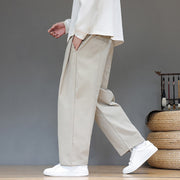 Buddha Stones Fall Solid Color Straight Leg Design Men's Harem Pants With Pockets - image 14