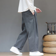 Buddha Stones Fall Solid Color Straight Leg Design Men's Harem Pants With Pockets - image 3