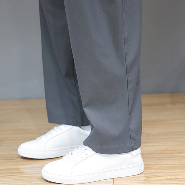 Buddha Stones Fall Solid Color Straight Leg Design Men's Harem Pants With Pockets - image 12