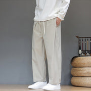 Buddha Stones Fall Solid Color Straight Leg Design Men's Harem Pants With Pockets - image 16