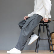 Buddha Stones Fall Solid Color Straight Leg Design Men's Harem Pants With Pockets - image 8