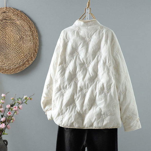 Buddha Stones Floral Frog-Button Stand Collar Women's Long Sleeve Cotton Thick Jacket With Pockets - image 2