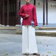 Buddha Stones Frog-Button Long Sleeve Cotton Jacquard Women's Shirt Pants With Pockets - image 15
