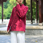 Buddha Stones Frog-Button Long Sleeve Cotton Jacquard Women's Shirt Pants With Pockets - image 9