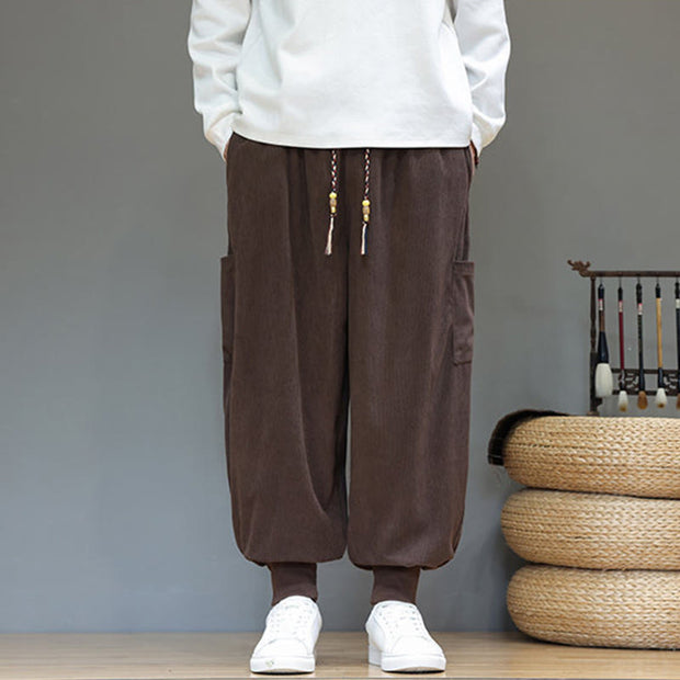 Buddha Stones Spring Solid Color Men's Ankle-Length Cotton Pants With Pockets - image 34