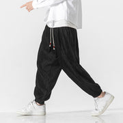 Buddha Stones Plain Drawstring Elastic Cuffs Design Men's Cotton Pants With Pockets - image 4