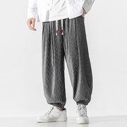 Buddha Stones Plain Drawstring Elastic Cuffs Design Men's Cotton Pants With Pockets - image 9