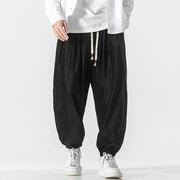 Buddha Stones Plain Drawstring Elastic Cuffs Design Men's Cotton Pants With Pockets - image 5