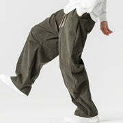 Buddha Stones Winter Drawstring Corduroy Cotton Men's Wide Leg Pants With Pockets - image 29