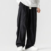 Buddha Stones Winter Drawstring Corduroy Cotton Men's Wide Leg Pants With Pockets - image 35