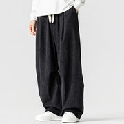 Buddha Stones Winter Drawstring Corduroy Cotton Men's Wide Leg Pants With Pockets - image 34