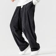 Buddha Stones Winter Drawstring Corduroy Cotton Men's Wide Leg Pants With Pockets - image 36