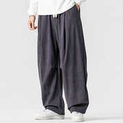 Buddha Stones Winter Drawstring Corduroy Cotton Men's Wide Leg Pants With Pockets - image 18