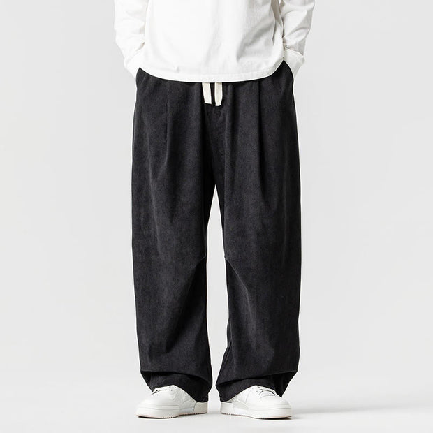 Buddha Stones Winter Drawstring Corduroy Cotton Men's Wide Leg Pants With Pockets - Black - US/UK/AU46，EU56 (5XL) - image 30