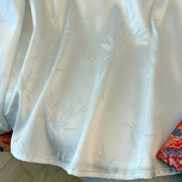 Buddha Stones Frog-Button Dragon Flower Bamboo Jacquard Design Women's Vest Waistcoat Shirt - image 11