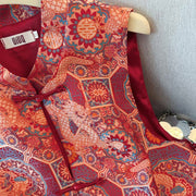 Buddha Stones Frog-Button Dragon Flower Bamboo Jacquard Design Women's Vest Waistcoat Shirt - image 4