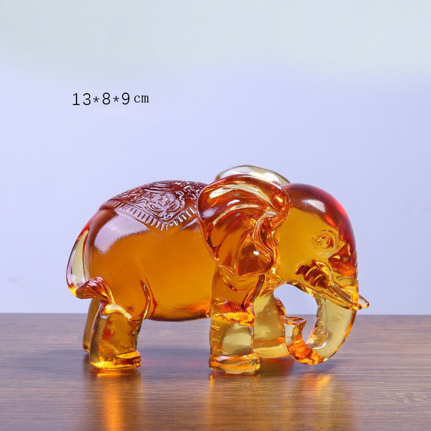 Buddha Stones Yellow Liuli Crystal Elephant Trunk Up Down Design Strength Home Decoration - Small Elephant(Trunk Down) 13*8*9 cm - image 3