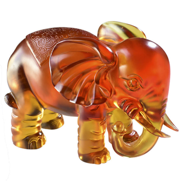 Buddha Stones Yellow Liuli Crystal Elephant Trunk Up Down Design Strength Home Decoration - image 23