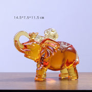 Buddha Stones Yellow Liuli Crystal Elephant Trunk Up Down Design Strength Home Decoration - Small Elephant(Trunk Up) 14.5*7.5*11.5 cm - image 1