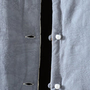 Buddha Stones Frog-button Solid Color Pattern Women's Long Sleeve Cotton Thick Jacket With Floral Cuffs - image 4