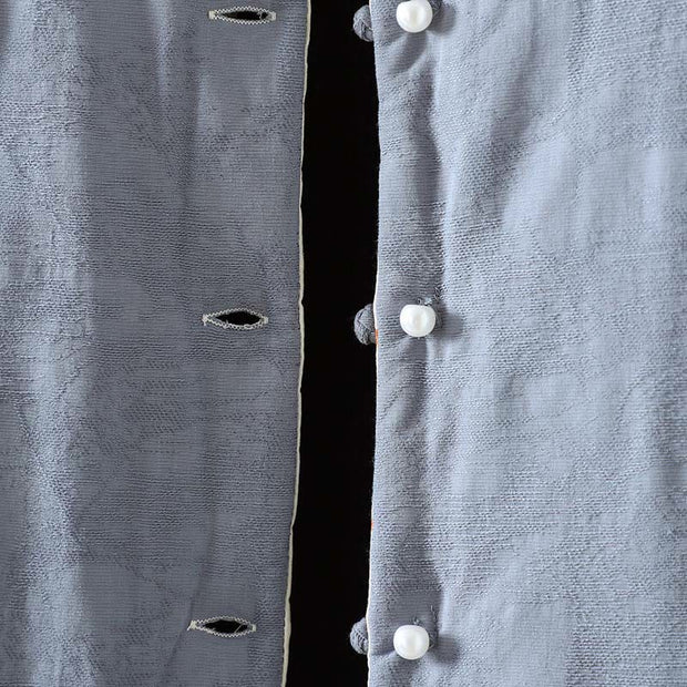 Buddha Stones Frog-button Solid Color Pattern Women's Long Sleeve Cotton Thick Jacket With Floral Cuffs - image 5