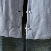 Buddha Stones Frog-button Solid Color Pattern Women's Long Sleeve Cotton Thick Jacket With Floral Cuffs - image 6