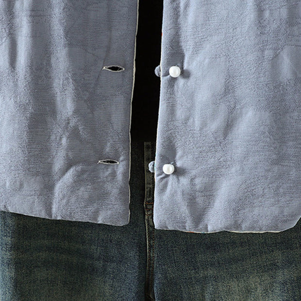 Buddha Stones Frog-button Solid Color Pattern Women's Long Sleeve Cotton Thick Jacket With Floral Cuffs - image 6