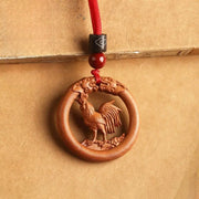 FREE Today: Ward Off Evil Spirits Peach Wood Chinese Zodiac Year Of The Horse Necklace Pendants - Peach Wood-Rooster - Red Rope - image 31