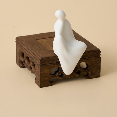 Buddha Stones Formless Buddha Ceramics Wenge Wood Desk Serenity Decoration - Buddha And Small Square Table - image 0