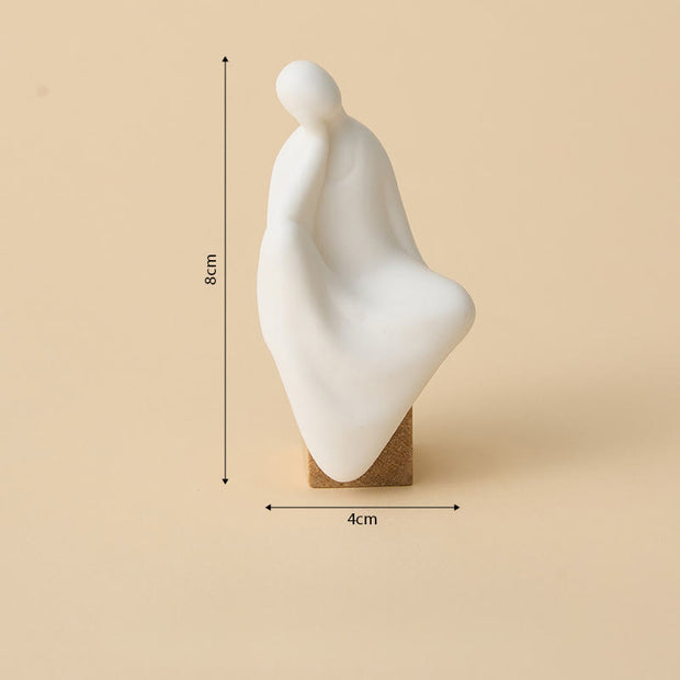 Buddha Stones Formless Buddha Ceramics Wenge Wood Desk Serenity Decoration - Buddha 4*8 cm - image 2