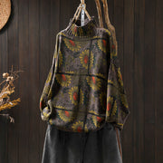 Buddha Stones Sunflower Pattern Mock Neck Long Sleeve Women's Cotton Sweater - Maroon - US4-8/10，UK/AU8-12/14，EU36-40/42(F) - image 17