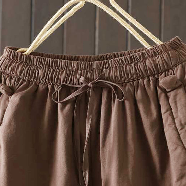 Buddha Stones Women's Winter Drawstring Fleece-Lined Thermal Harem Pants With Pockets - image 15