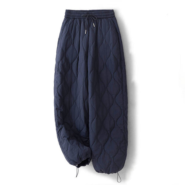 Buddha Stones Women's Plain Elastic Cuff Design Drawstring Thermal Thickened Pants With Pockets - image 2