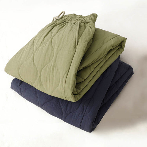 Buddha Stones Women's Plain Elastic Cuff Design Drawstring Thermal Thickened Pants With Pockets - image 24