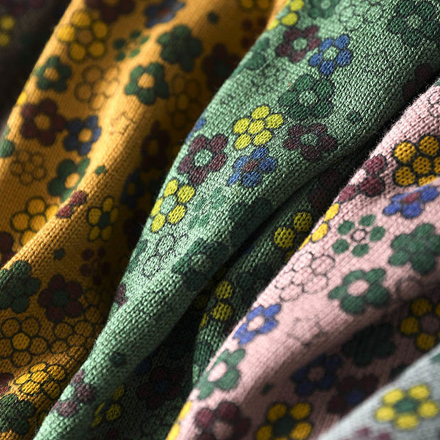 Buddha Stones Knitted Colorful Flowers Pattern Women's Cotton Long Sleeve Sweater With Pockets - image 20