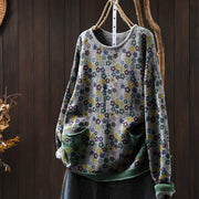 Buddha Stones Knitted Colorful Flowers Pattern Women's Cotton Long Sleeve Sweater With Pockets - DarkGray - US4-6，UK/AU8-19，EU36-38(F) - image 16