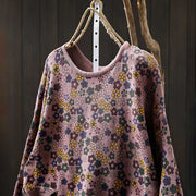 Buddha Stones Knitted Colorful Flowers Pattern Women's Cotton Long Sleeve Sweater With Pockets - image 15